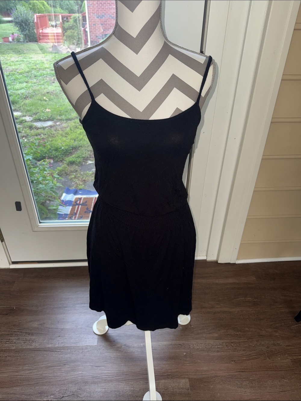 Divided Black Spaghetti Strap Dress